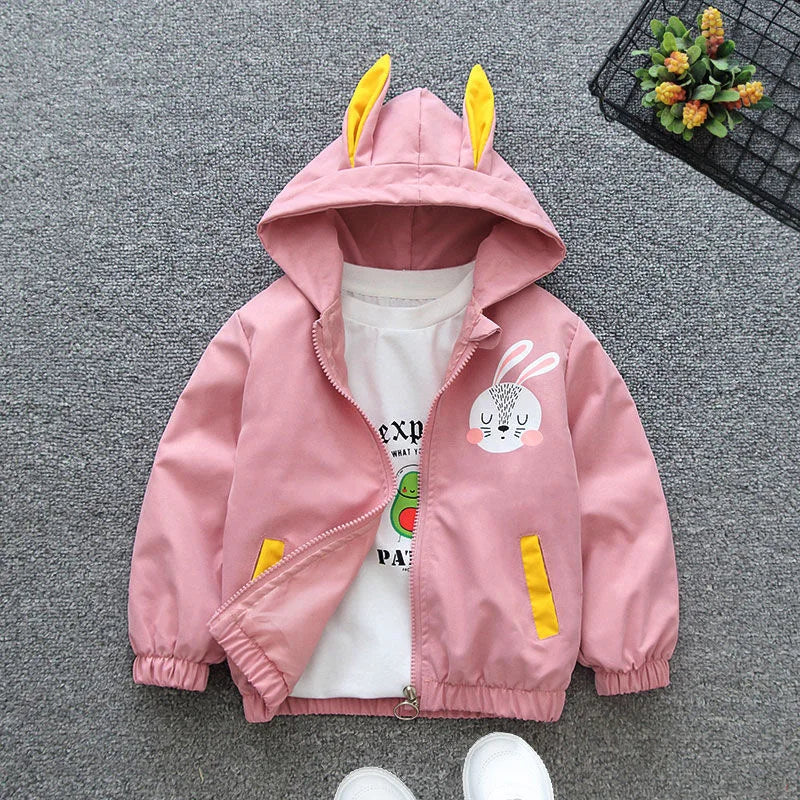 1-6 Years New Baby Girls Jacket Dragonfly Spring And Autumn Little Princess Trench Coat Hooded Zipper Fashion Baby Outerwear