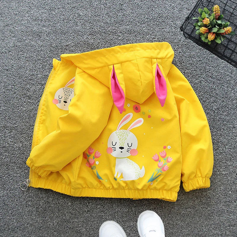 1-6 Years New Baby Girls Jacket Dragonfly Spring And Autumn Little Princess Trench Coat Hooded Zipper Fashion Baby Outerwear