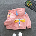 1-6 Years New Baby Girls Jacket Dragonfly Spring And Autumn Little Princess Trench Coat Hooded Zipper Fashion Baby Outerwear