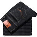 New men's straight leg jeans classic black blue micro elastic casual business casual denim pants men's brand pants