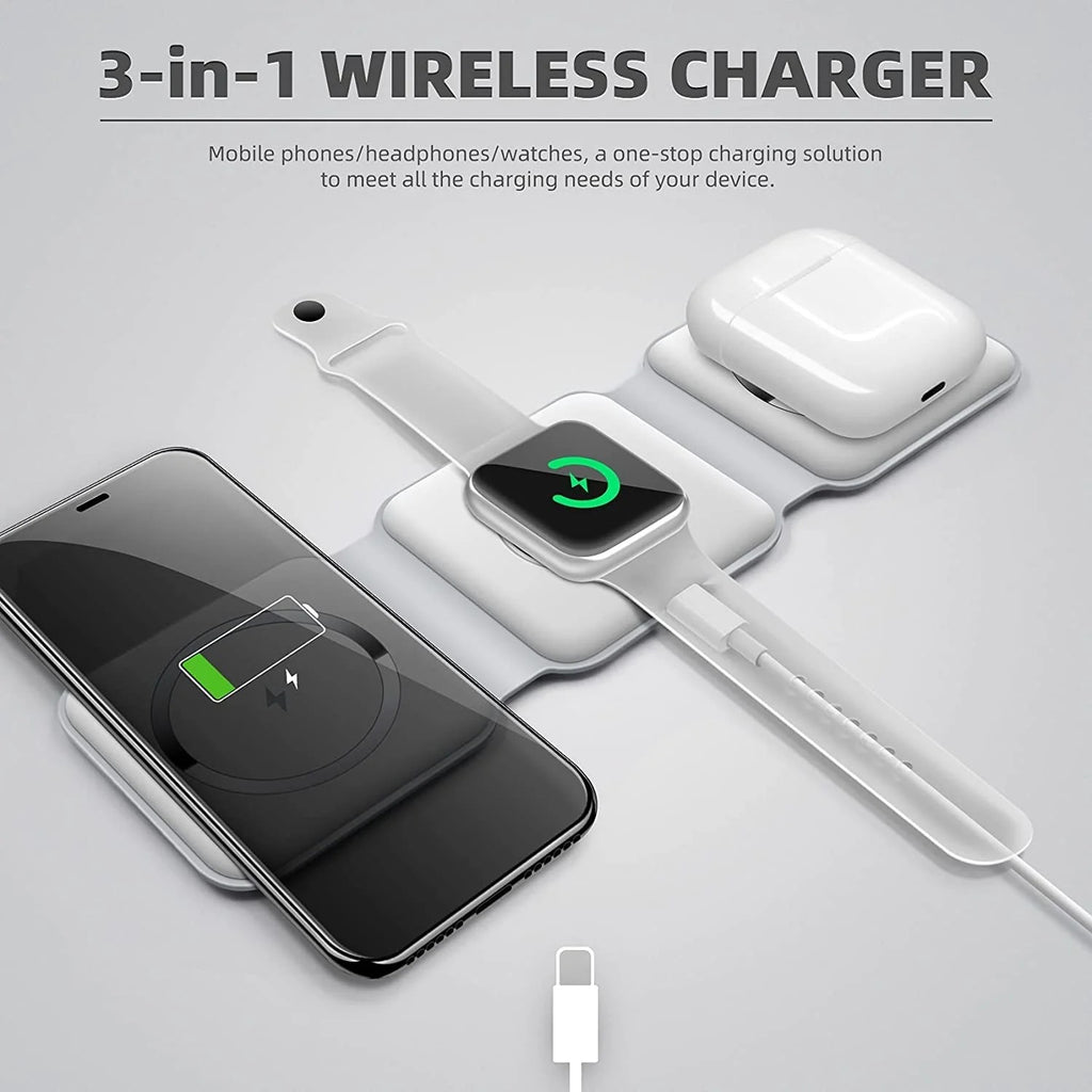 3-in-1 Wireless Charging Pad - Fast Charger for Phone, Watch & Earbuds