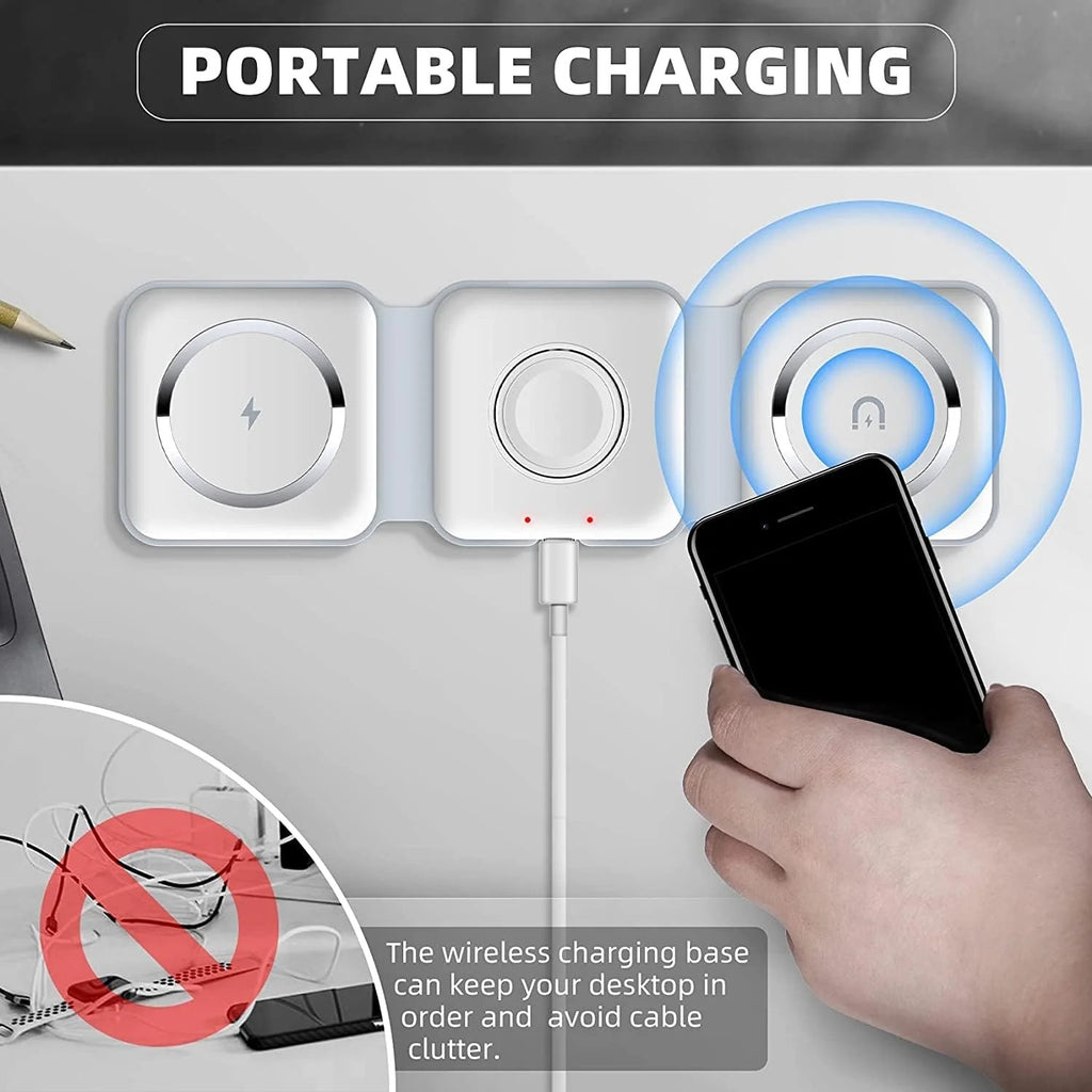 3-in-1 Wireless Charging Pad - Fast Charger for Phone, Watch & Earbuds
